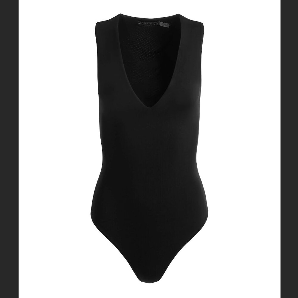 Alice + Olivia Olea Bodysuit — Black, V-neck, Tank — Size Large - Picture 2 of 8